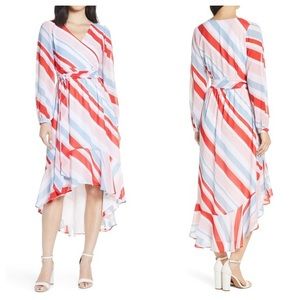 NWT Chelsea28 Long Sleeve High/Low Faux Wrap Dress